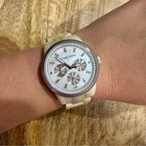 Blonde Tortoise Michael Kors Watch with Mother Of Pearl Face